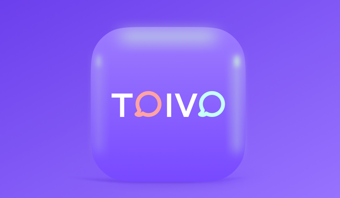 Toivo-vertaistukisovelluksen logo violetilla pohjalla